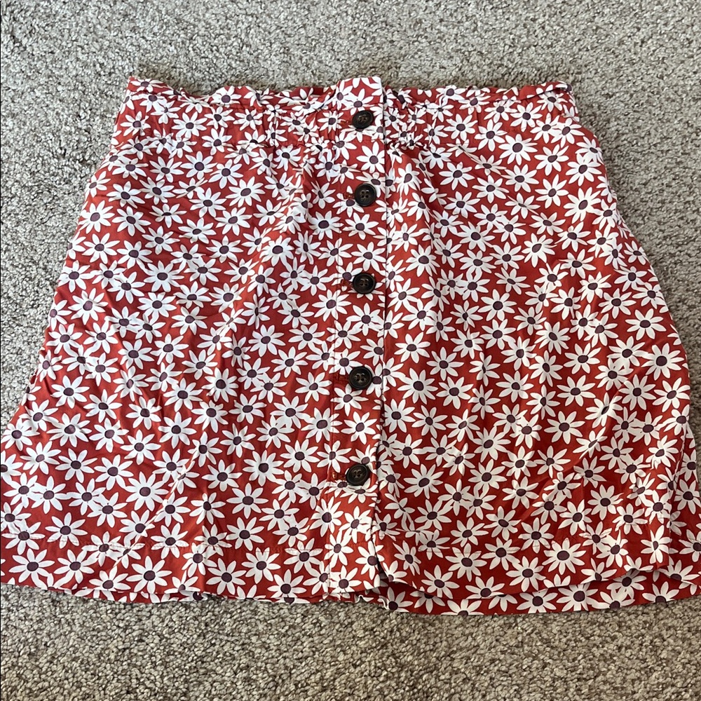 Madewell Daisy-Print Button-Front Mini Skirt